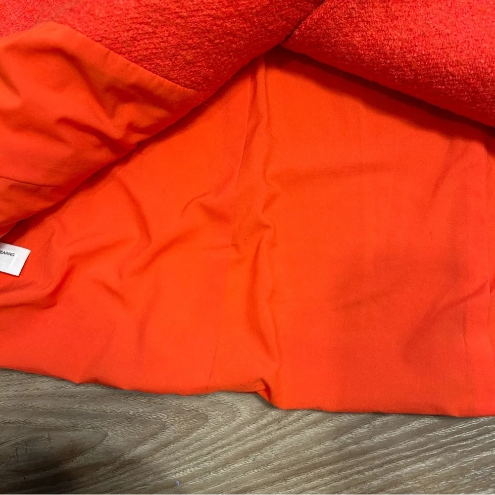 Ann Taylor wool blend orange red overcoat size small peacoat dress jacket a line